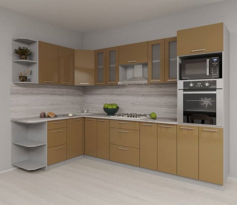 

Готовая кухня Интерлиния Мила Gloss 1.68x3.0 левая (капучино-капучино)