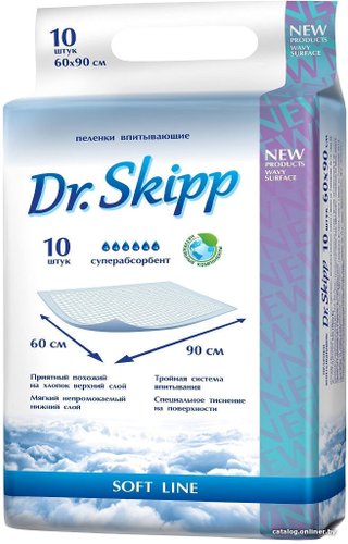 Набор одноразовых пеленок Dr.Skipp С суперабсорбентом 60x90 (10 шт)
