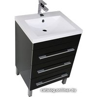 Aquanet Тумба с умывальником Верона 58 (черный, напольная, 3 ящика)