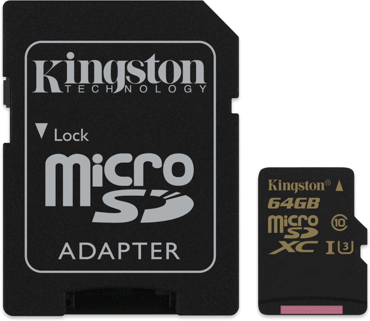 

Карта памяти Kingston Gold microSDXC UHS-I (Class 3) U3 64GB + адаптер [SDCG/64GB]