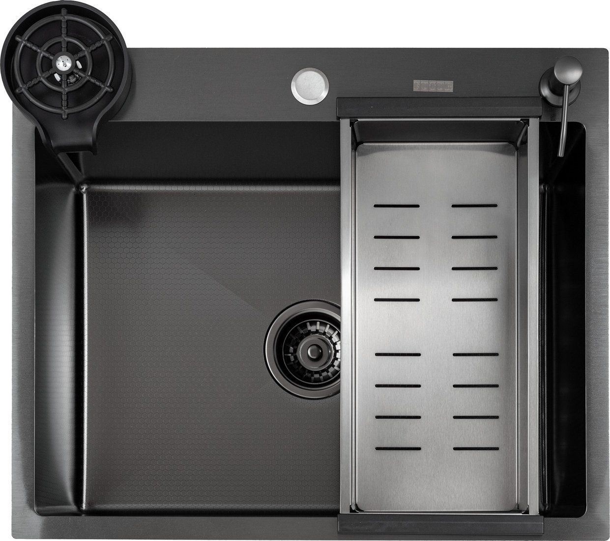 Кухонная мойка Futur FK 5550 Eco Embossing Pop-up Rinzer plus (Black Nano)