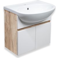  Runo Тумба с умывальником Лада 50 + Уют 50 (подвесная, блэквуд/белый)