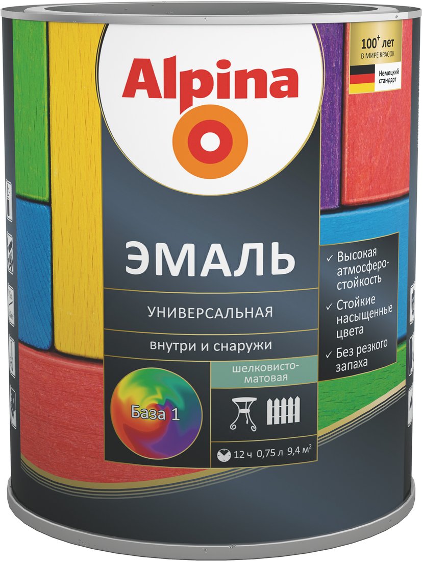 

Эмаль Alpina Универсальная 0.75 л (белый шелковисто-матовый)