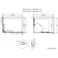 Душевой уголок Cezares Eco-O-AH-2-120/90-C-Cr