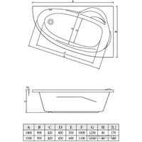 Ванна Bonito Home Emilia 150x95 L (с ножками)