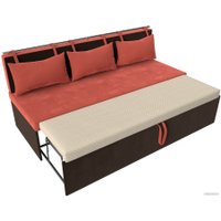 Диван Лига диванов Метро 114108 (микровельвет коралловый/коричневый)