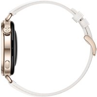 Умные часы Huawei Watch GT 6 41 мм (золотистый, с белым кожаным ремешком, международная версия) + наушники Huawei FreeBuds 6i по акции