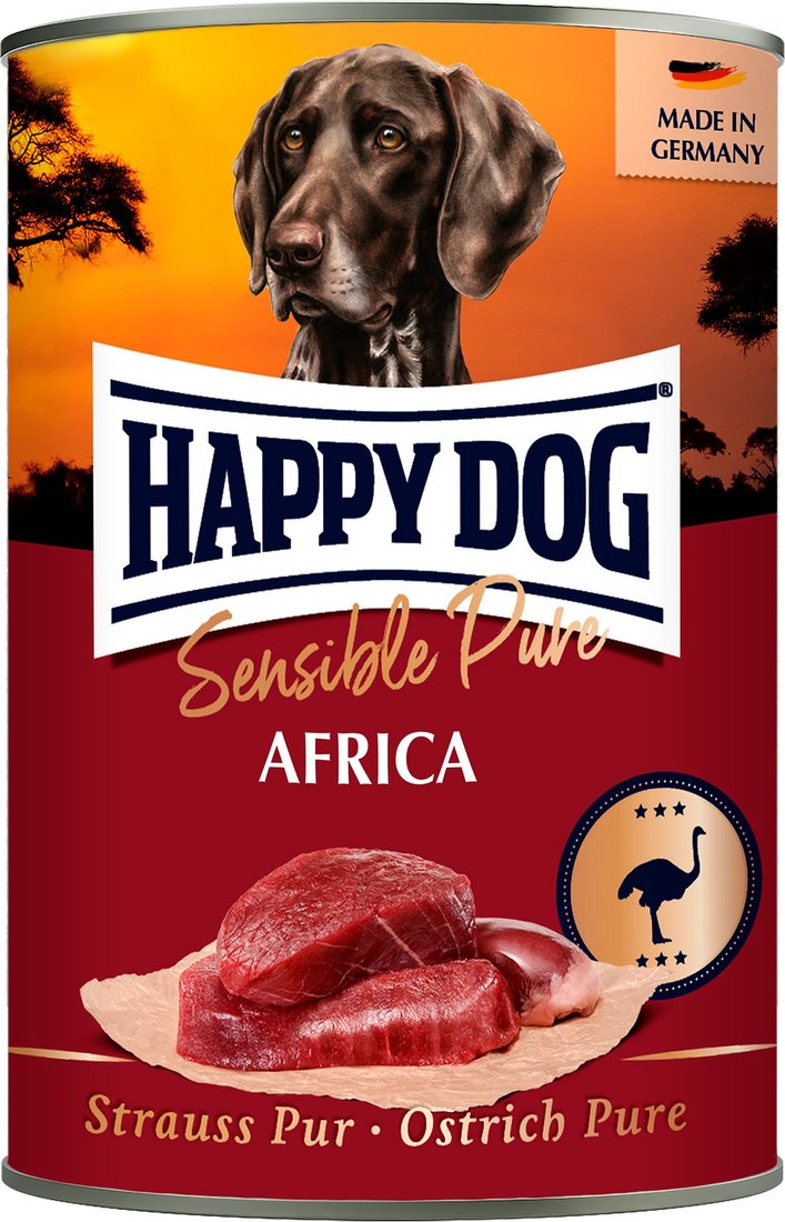 

Консервированный корм для собак Happy Dog Sensible Africa Страус 400 г