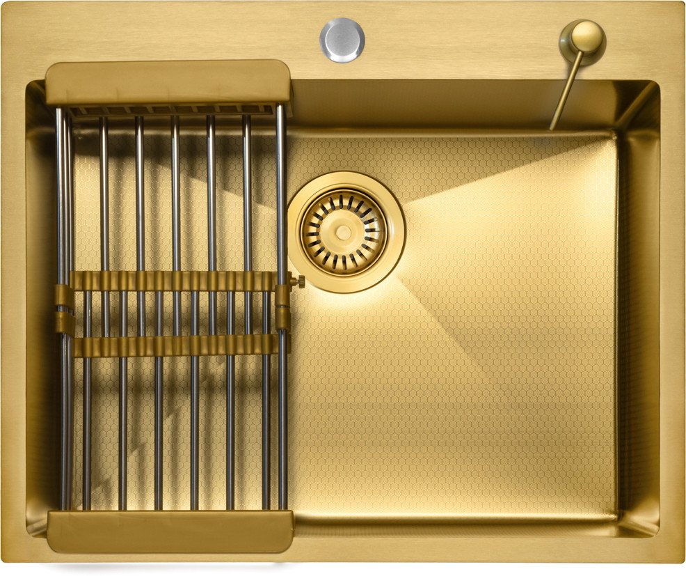Кухонная мойка Aquaforta 600*500, коландер, дозатор GOLD DECOR
