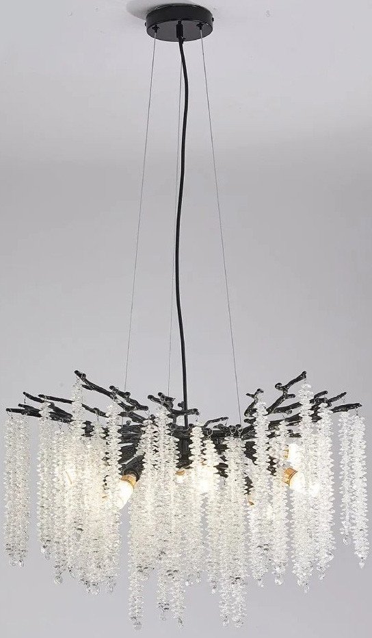 Подвесная люстра Estares Roxana 65 E14х8 R-600x1200-BLACK/CRYSTAL-220-IP20