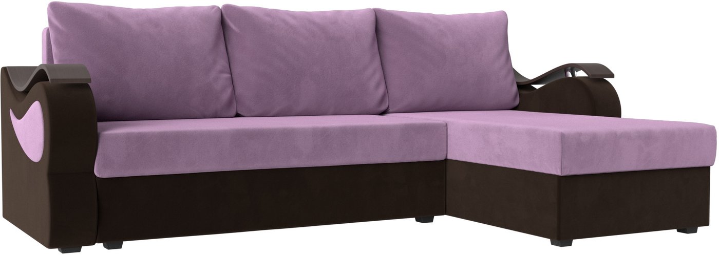 

Угловой диван Лига диванов Меркурий лайт правый (микровельвет сиреневый/микровельвет коричневый)