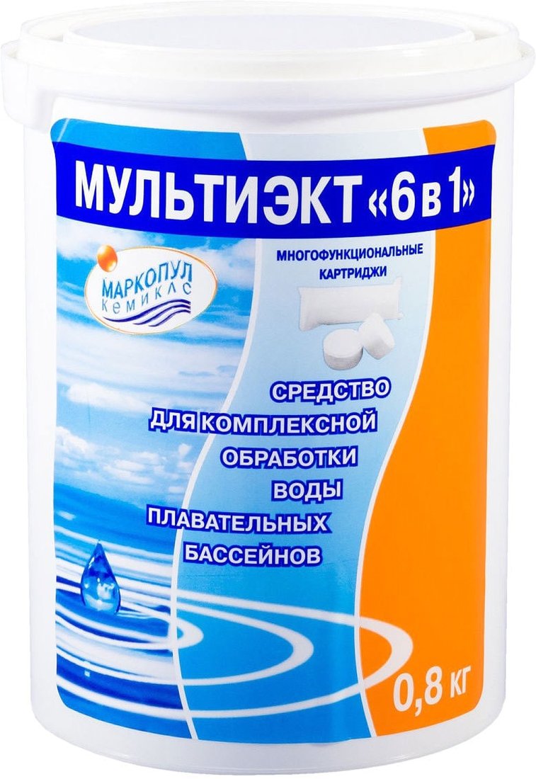 

Химия для бассейна Маркопул Кемиклс Мультиэкт 6 в 1 картриджи 0.8 кг