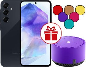 Смартфон Samsung Galaxy A55 SM-A556E 8GB/128GB + Яндекс Станция Лайт (темно-синий)