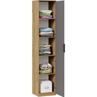 Шкаф-пенал Трия Хилтон для белья исп.2 (дуб крафт золотой/графит матовый)