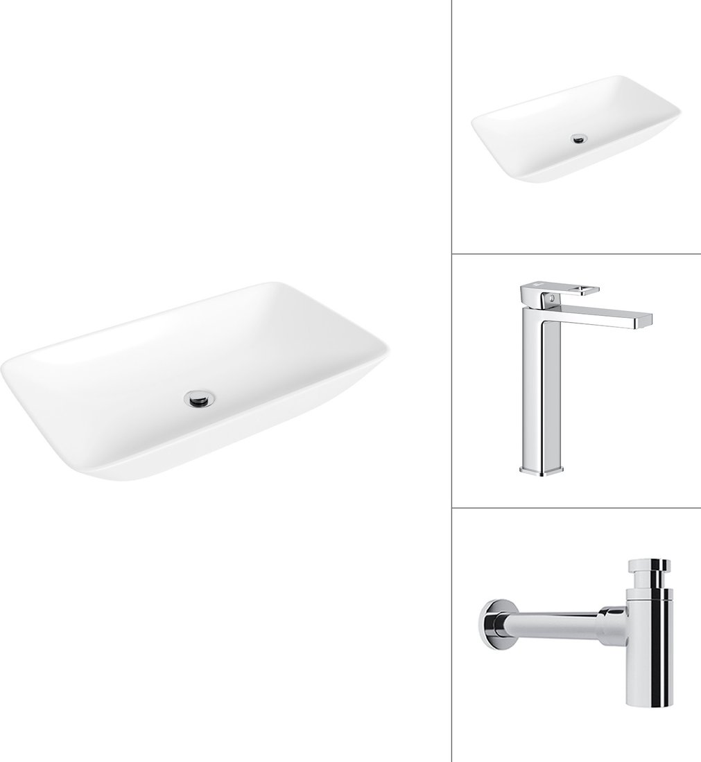 Умывальник Lauter 21886 + Cascade 21СК0655C с сифоном 21635CH (хром)