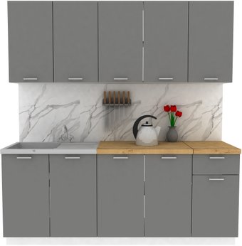 Готовая кухня ЭлиГард Lion 2.0 (дымчатый алмаз/дуб бунратти)