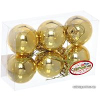 Елочная игрушка Серпантин Глянец шар 4 см 6 шт (золотистый) 183-833