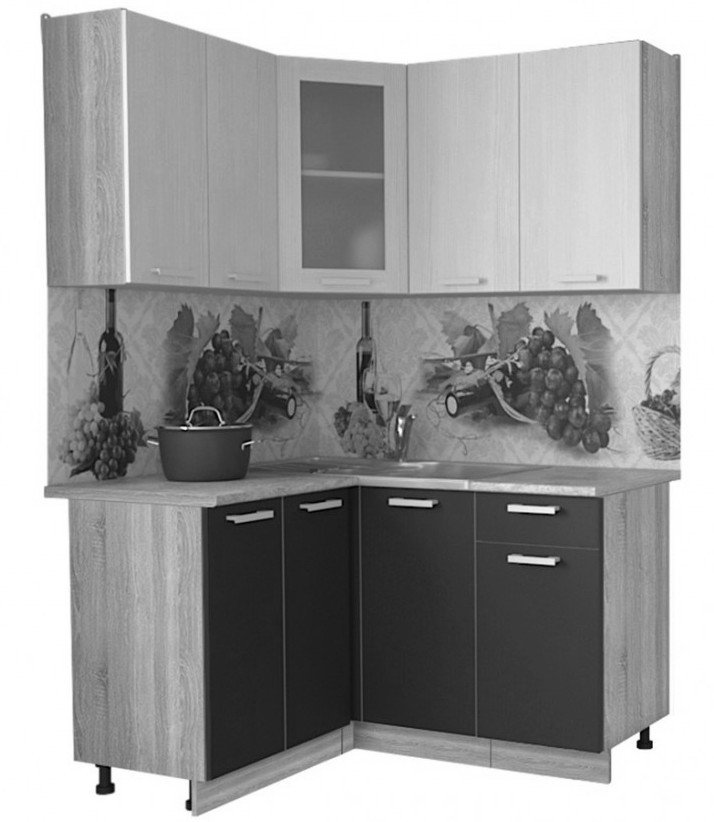 

Готовая кухня Интерлиния Мила 12x14 (дуб золотой-бетон-дуб бунратти)
