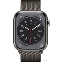 Умные часы Apple Watch Series 8 LTE 45 мм (корпус из нержавеющей стали, графит/миланский графитовый)