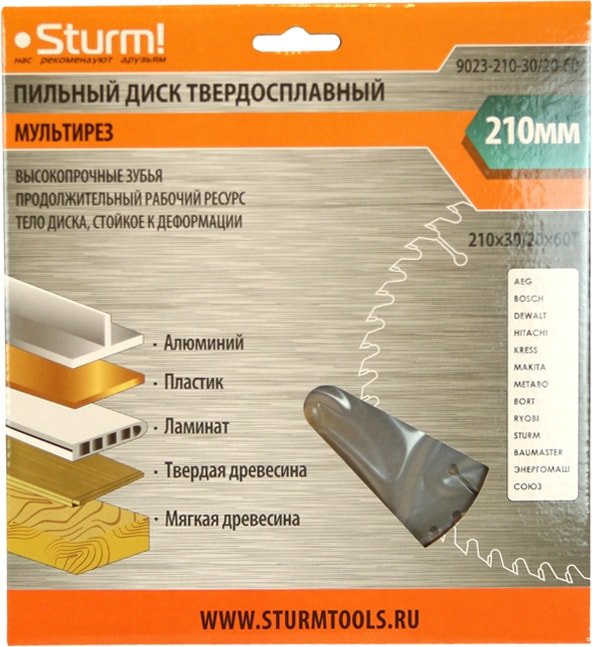 

Пильный диск Sturm 9023-210-30/20-60T