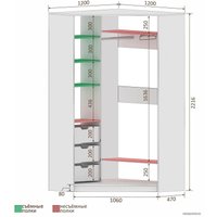 Шкаф-купе Кортекс-мебель Сенатор ШК30 Геометрия ДСП с зеркалом (береза/дуб сонома)