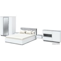 Комплект мебели для спальни Интерлиния Quartz-14 с ПМ (белый платинум/бетон)