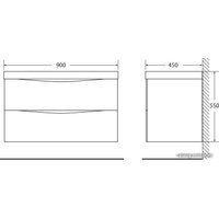  BelBagno Тумба под умывальник Marino-900-2C-SO-NL-P (nero laccato lucido)