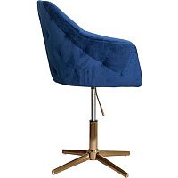 Стул с подлокотниками AksHome Dubai (синий велюр/золото)