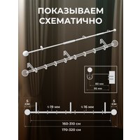 Карниз для штор Sundays Home Сфера Раздвижной 16/19мм 1-рядный (белый глянец, 1.6-3м)