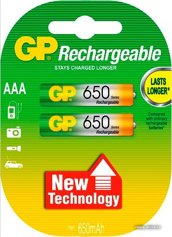 Аккумулятор GP AAA 650mAh 2 шт. [65AAAHC]