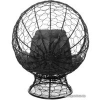 Кресло M-Group Кокос на подставке 11590409 (черный ротанг/серая подушка)