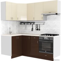 Готовая кухня S-Company Клео глоcс 1.2x2.0 левая (коричневый глянец/ваниль глянец)