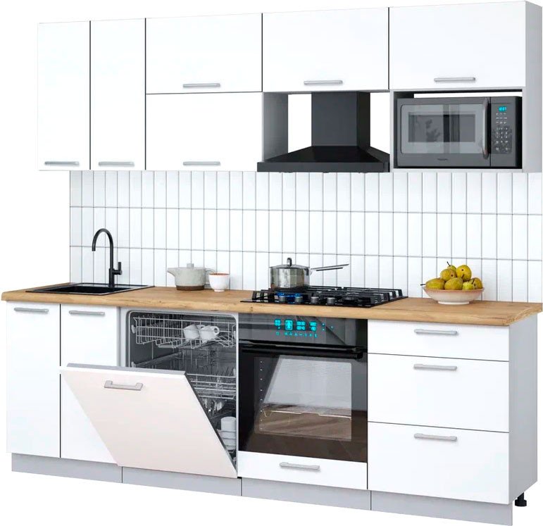 

Готовая кухня Интерлиния Мила Gloss 2.4-ПМ2 (белый/белый/дуб бунратти)