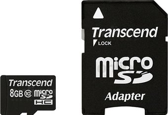 Карта памяти Transcend microSDHC (Class 10) 8GB + адаптер (TS8GUSDHC10)