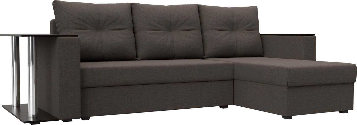 

Угловой диван Лига диванов Атланта со столом правый 121163 (рогожка амур коричневый)