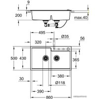 Кухонная мойка Grohe K500 90-C 86/50 2.0 31649AT0 (серый гранит)