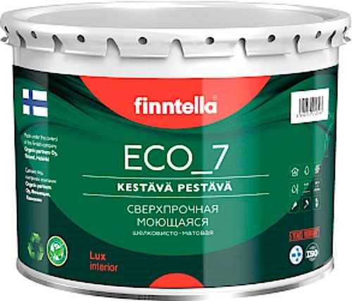 

Краска Finntella Eco 7 Полиуретан-латексная от плесени База А F-09-1-3 2.7 л (белый)