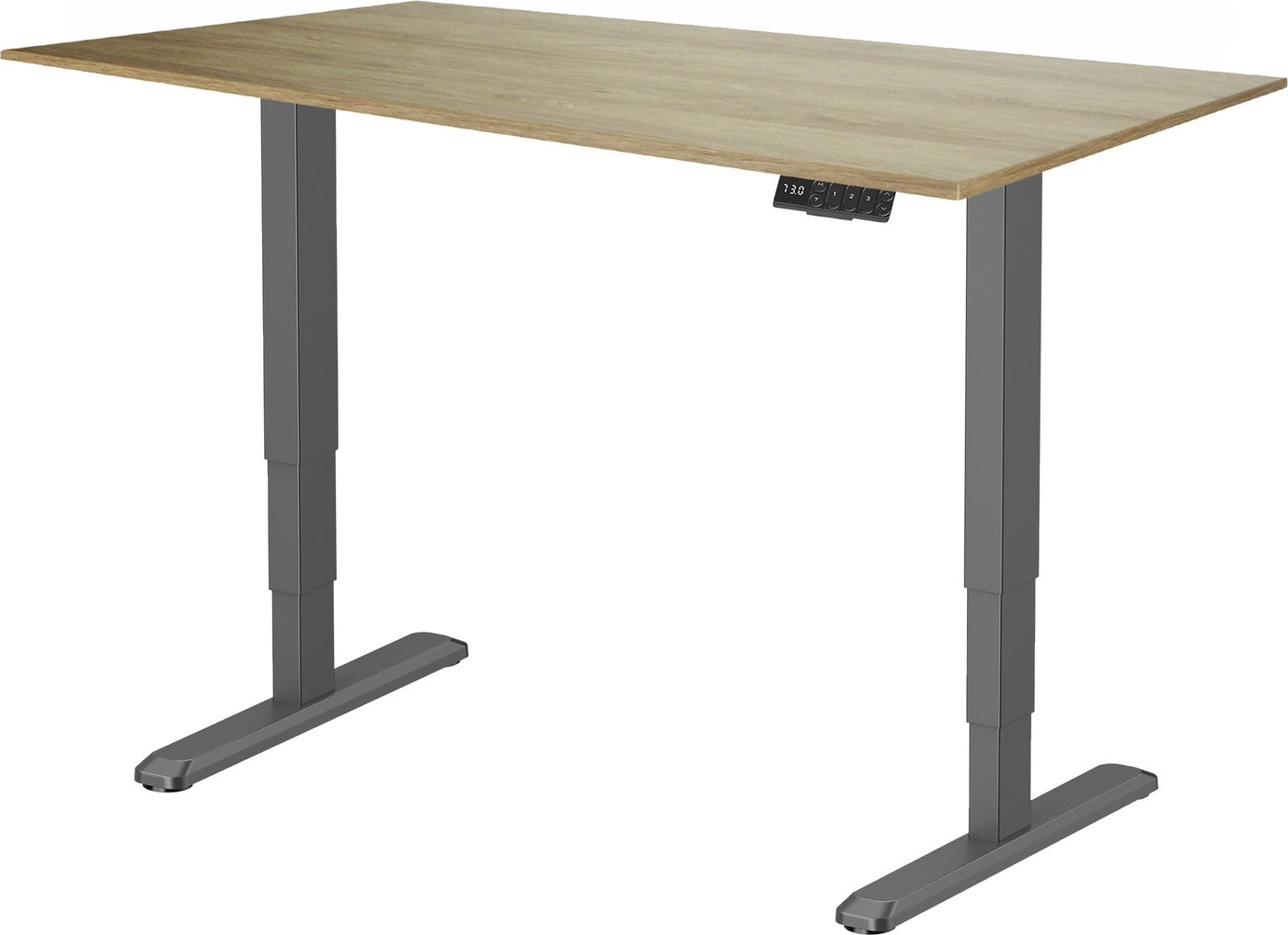 Стол с регулировкой высоты ErgoSmart Unique Ergo Desk 1380x800x18мм (дуб натуральный/черный)