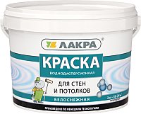 Краска Лакра Для стен и потолков водно-дисперсионная 3 кг (белоснежный)