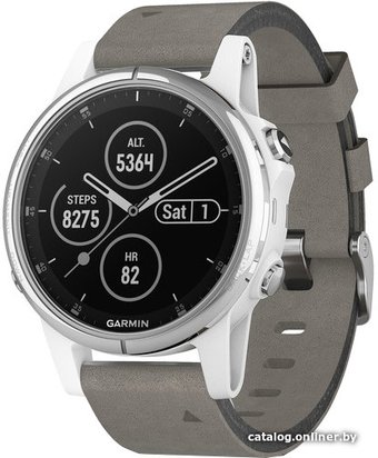 Garmin Fenix 5S Plus Sapphire (белый/серый замшевый)