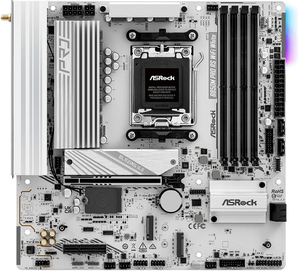 Материнская плата ASRock B850M Pro RS WiFi White