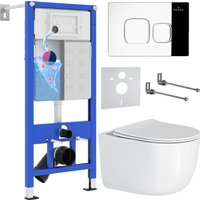 Унитаз подвесной Roxen Vortex Tornado в комплекте с инсталляцией StounFix Dual Fresh 6 в 1 964469 (кнопка: хром глянец)