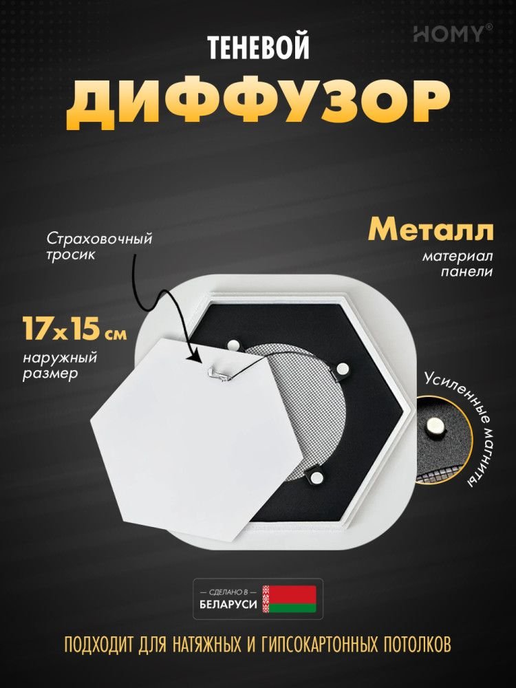 

Вентиляционная решетка HOMY AIR гексагон AH100W 17x15 (белая)