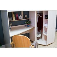 Кровать-чердак Красная звезда Р440 Капризун 5 со шкафом 180x80 (дуб млечный)