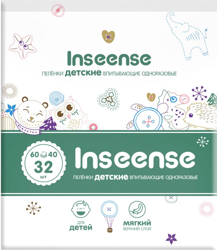 

Пеленка одноразовая Inseense 60x40 (32 шт)