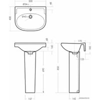 Умывальник Sanita Комфорт 50 WB.PD/Comfort/50-C/WHT.G/S1