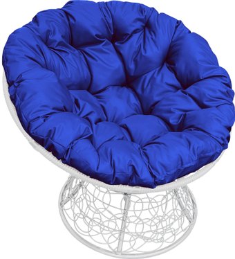 M-Group Папасан 12020110 (белый ротанг/синяя подушка)