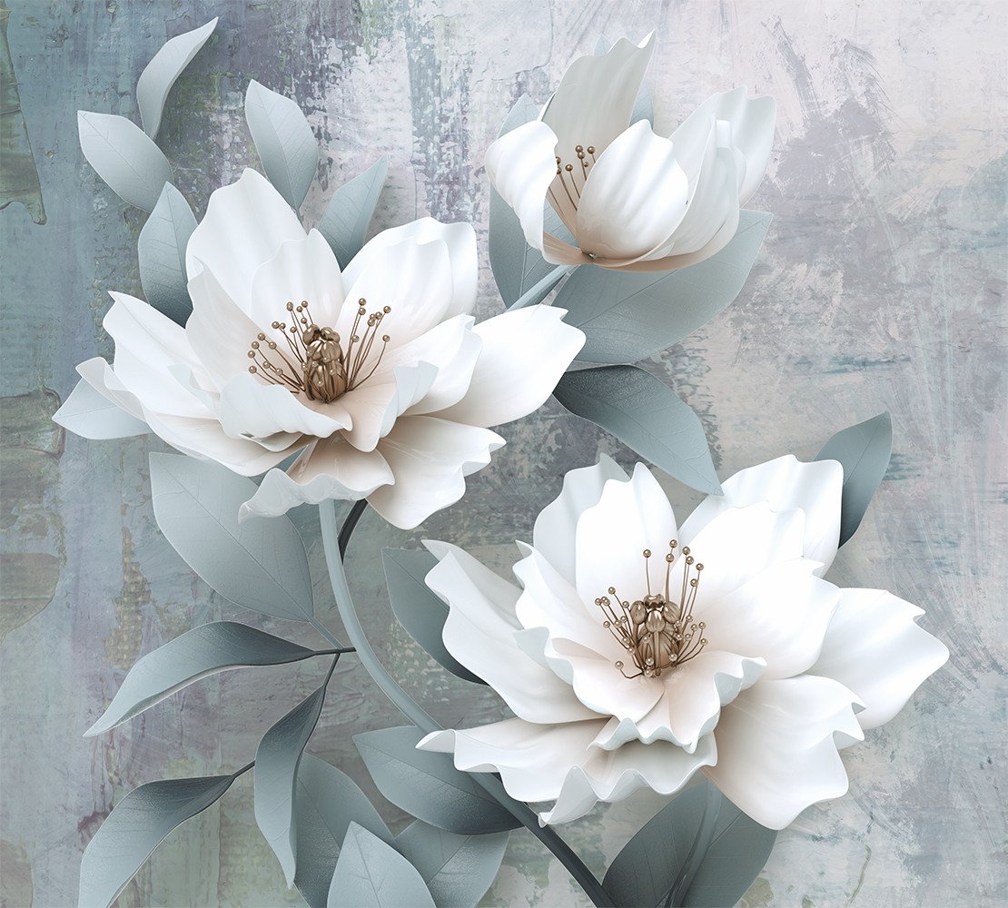 Фотообои Vimala 3D Белые цветы 270x300