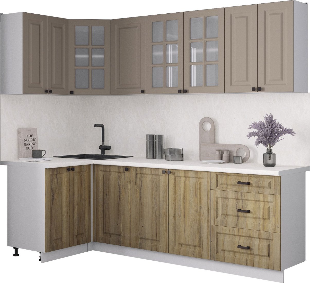 

Готовая кухня Интерлиния Мила Деко 1.2x2.4 (дуб вотан/луна/опал светлый)