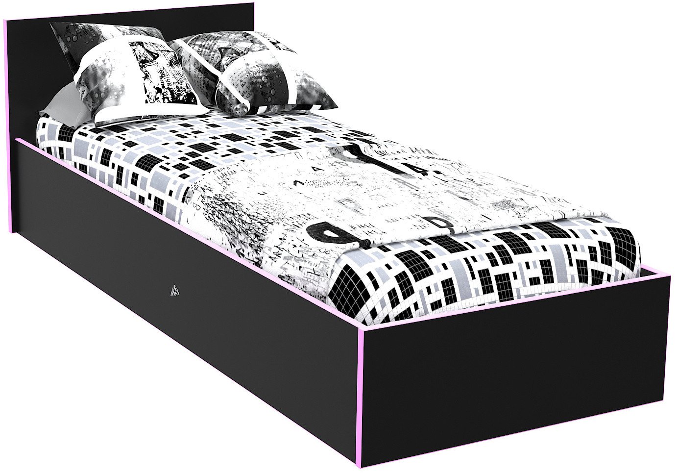 

Кровать МДК Black BL-КР10Р 100x200/700x1052x2032 (черный/кромка розовая)